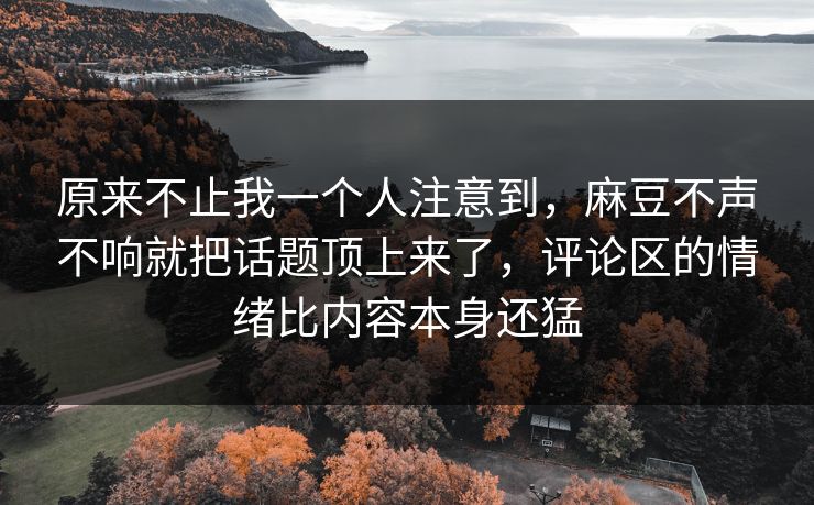 原来不止我一个人注意到，麻豆不声不响就把话题顶上来了，评论区的情绪比内容本身还猛