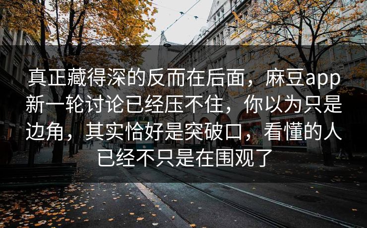 真正藏得深的反而在后面，麻豆app新一轮讨论已经压不住，你以为只是边角，其实恰好是突破口，看懂的人已经不只是在围观了